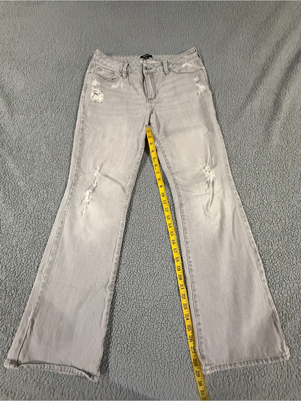 metrostyle Light Gray Distressed Flare Jeans